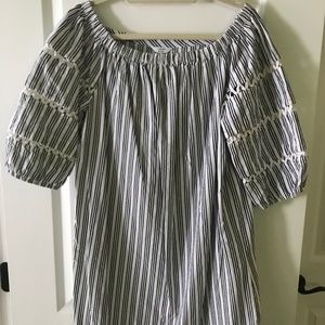 Blue and White Striped Cotton Dress
